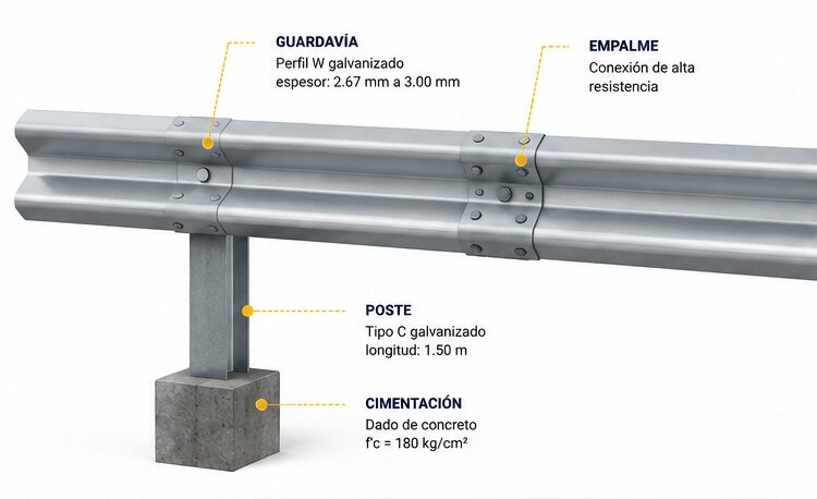 guardavias metalicas caracteristica